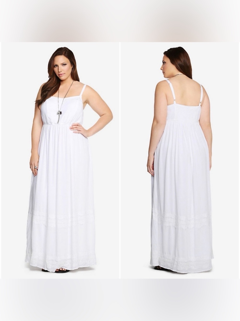Torrid women’s plus size 2X White Gauze Lace Inset Maxi Dress Sleeveless Beachy